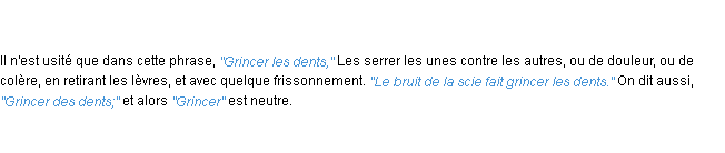 Définition grincer ACAD 1835