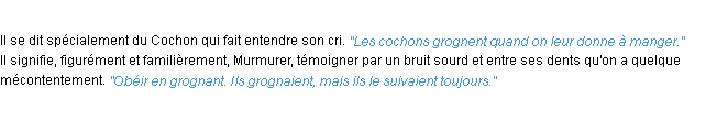 Définition grogner ACAD 1932