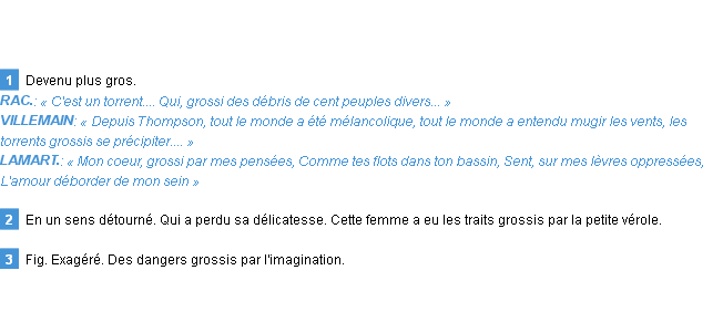 Définition grossi Emile Littré