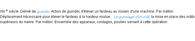Définition guindage ACAD 1986