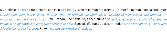 Définition habituer ACAD 1986