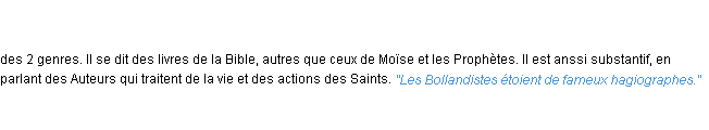 Définition hagiographe ACAD 1798