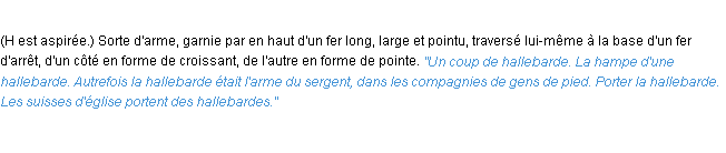 Définition hallebarde ACAD 1932