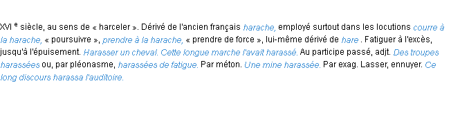 Définition harasser ACAD 1986