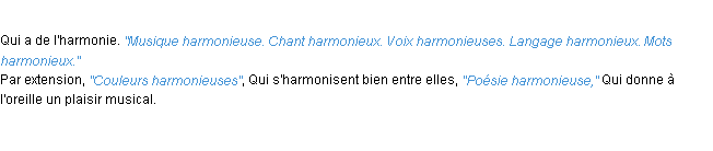 Définition harmonieux ACAD 1932
