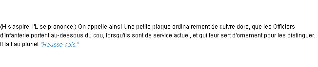 Définition hausse-col ACAD 1798