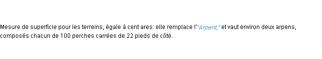 Définition hectare ACAD 1798