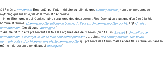 Définition hermaphrodite ACAD 1986