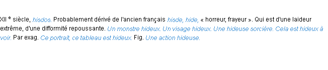 Définition hideux ACAD 1986