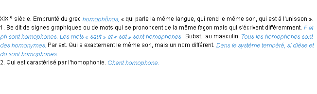 Définition homophone ACAD 1986