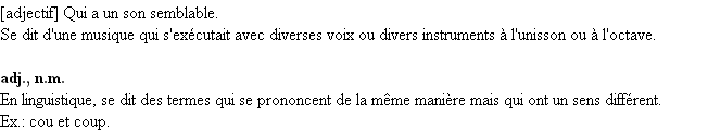 Définition homophone