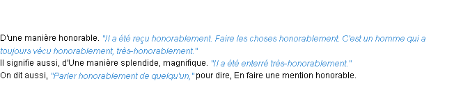 Définition honorablement ACAD 1798
