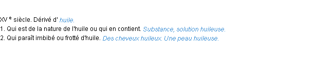 Définition huileux ACAD 1986