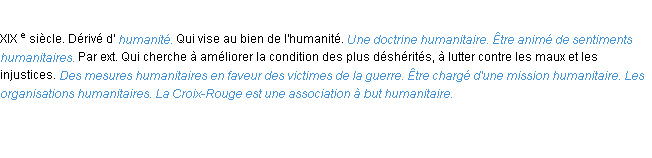 Définition humanitaire ACAD 1986