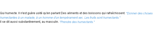 Définition humectant ACAD 1835