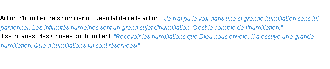 Définition humiliation ACAD 1932