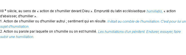 Définition humiliation ACAD 1986