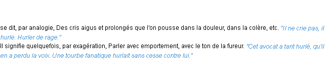 Définition hurler ACAD 1835