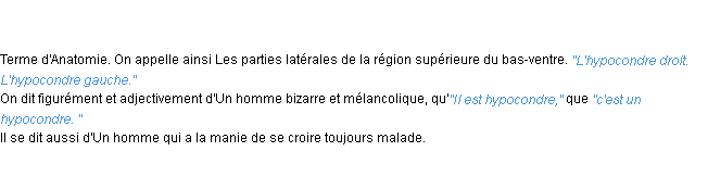 Définition hypocondre ACAD 1798