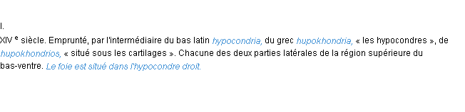 Définition hypocondre ACAD 1986