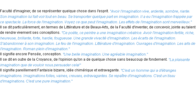 Définition imagination ACAD 1932