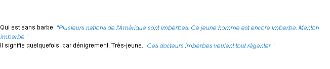 Définition imberbe ACAD 1835