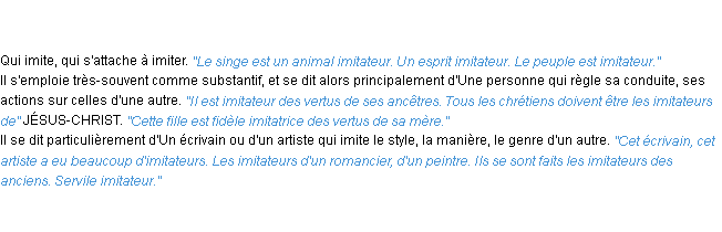 Définition imitateur ACAD 1835