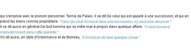 Définition immiscer ACAD 1798