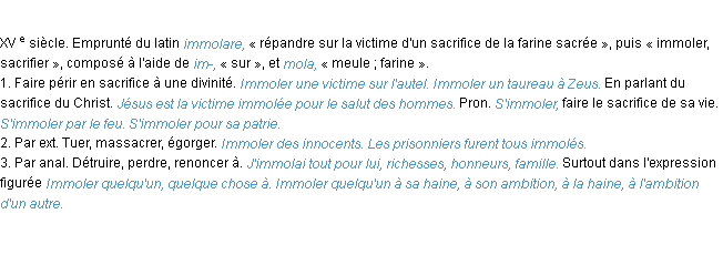Définition immoler ACAD 1986