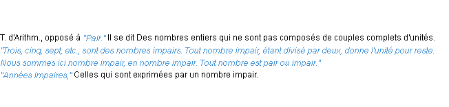 Définition impair ACAD 1835