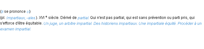 Définition impartial ACAD 1986
