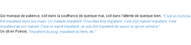 Définition impatient ACAD 1798