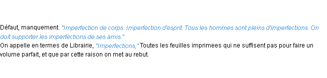 Définition imperfection ACAD 1798