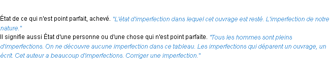 Définition imperfection ACAD 1932