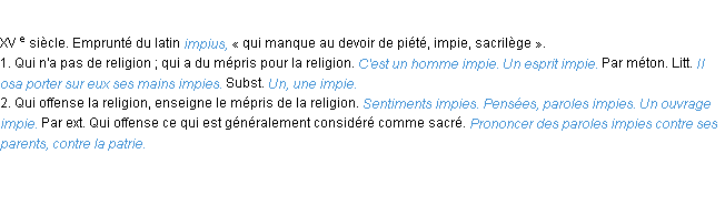 Définition impie ACAD 1986