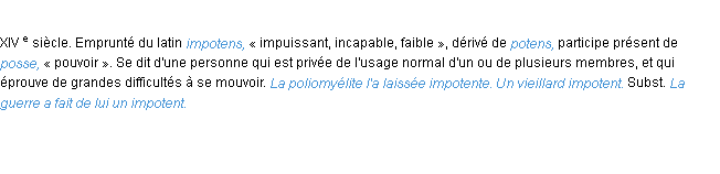 Définition impotent ACAD 1986