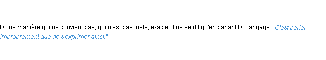 Définition improprement ACAD 1835