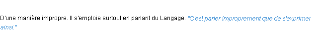 Définition improprement ACAD 1932
