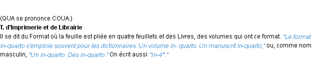 Définition in-quarto ACAD 1932