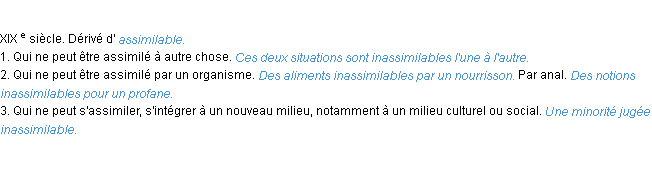 Définition inassimilable ACAD 1986