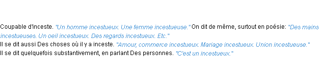 Définition incestueux ACAD 1835