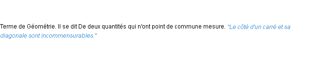 Définition incommensurable ACAD 1798