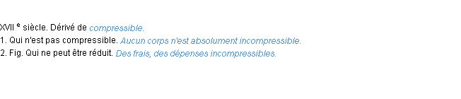 Définition incompressible ACAD 1986