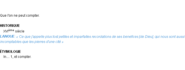 Définition incomptable Emile Littré