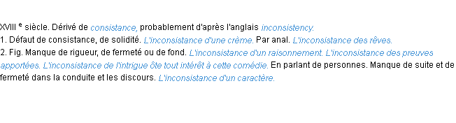 Définition inconsistance ACAD 1986
