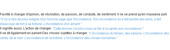Définition inconstance ACAD 1835