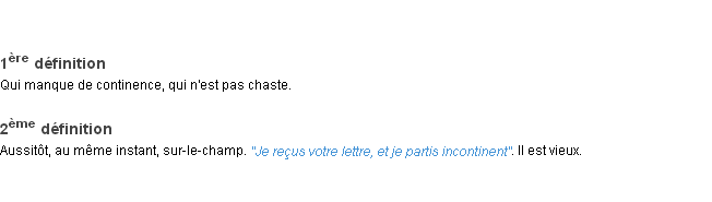Définition incontinent ACAD 1932