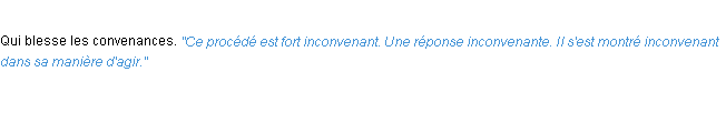 Définition inconvenant ACAD 1932