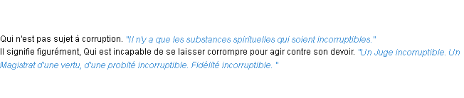Définition incorruptible ACAD 1798