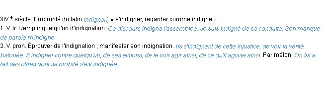 Définition indigner ACAD 1986